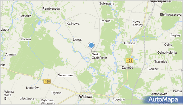 mapa Górki Grabińskie, Górki Grabińskie na mapie Targeo